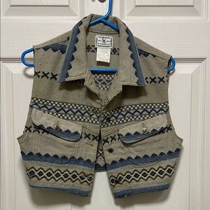 Manager | Basic Jeans | Vintage |90s | Southwestern |Woven | Cropped Vest|Size M